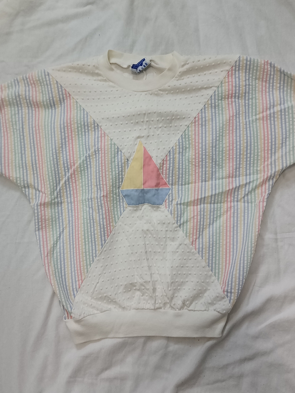 Cape Cod Sportswear Vintage Women’s Sailboat Pastel Striped Shirt Shirt